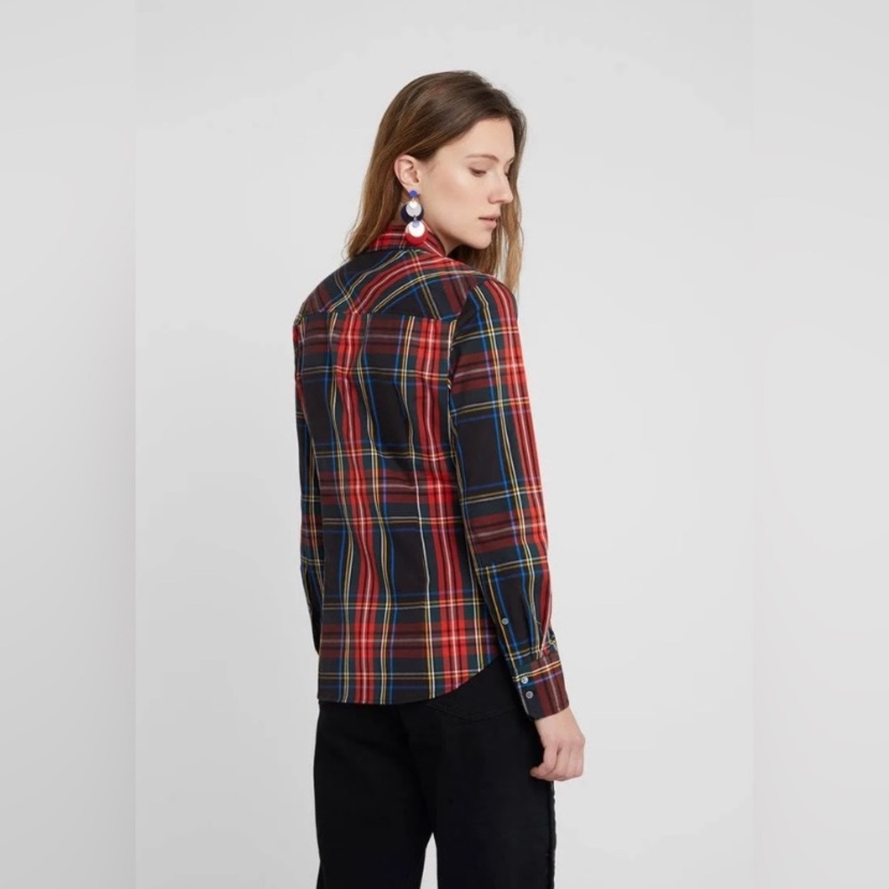 J Crew NWT Slim stretch perfect shirt in black Stewart tartan, size 0 - Picture 2 of 9